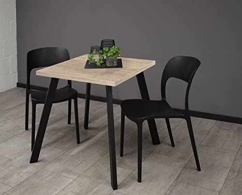58 aufm Kessel Bistrotisch Eirene 70x70x75 schwarz matt/Eiche sägerau 14494