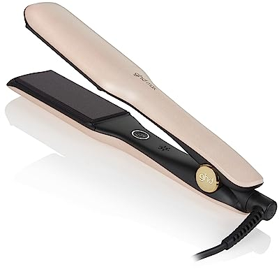 ghd max Sunsthetic Collection - plancha de pelo profesional con placas anchas para cabello largo, grueso o rizado, tecnología dual zone, edición limitada 2023, color oro rosa