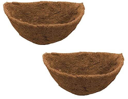 2 Stück 35cm Kokosfaser Einlagen für Hängemapeln Halbrunde, Natural Coco Fiber Hanging Basket , Pflanzeinlage Kokos, Ersatzeinlage Hanging Basket Kokosmatte für Blumentöpfe Garten Veranda Balkon