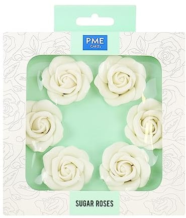 PME Rose di Zucchero Bianca Torta Decorazioni 45mm, 6 unità
