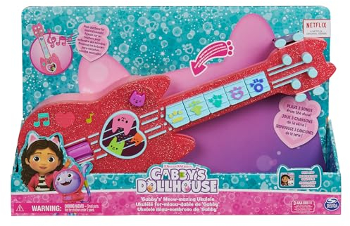 Gabby und das magische Haus – Gabby Dollhouse – Interaktive Ukulele – Kindermusik – Lieder mit Soundeffekten – Cartoon Gabby und das magische Haus – Spielzeug für Kinder ab 3 Jahren