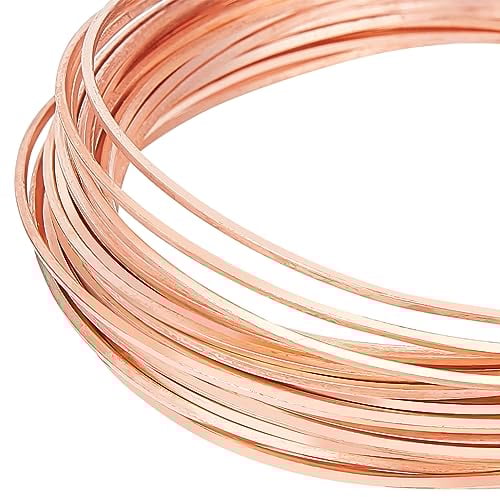 BENECREAT 19.6 Fuß Blanker Kupferdraht, 20 Gague Quadratischer Kupferdraht Anlaufgeschützt Bastel-Schmuckdraht Für Schmuck-DIY, Armbänder, Ohrringe, Blumenhandwerk