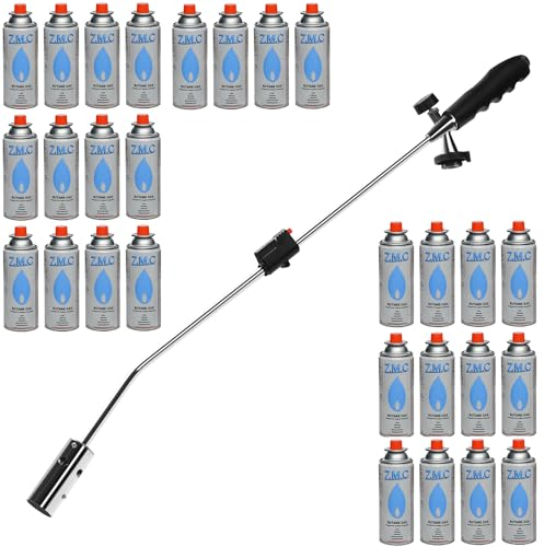 Z.M.C Bruciatore per erbacce 2,5 kW + 28 cartucce di gas da 227 g, diserbante con accensione piezoelettrica e regolazione continua della fiamma, dispositivo di combustione fino a 1400 °C, per giardino
