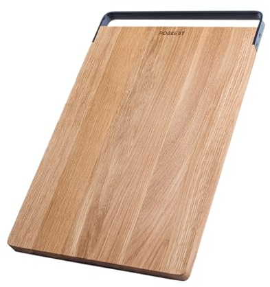 Porkert Schneidbrett Ligni aus Eichenholz mit Aluminiumgriff, 43 x 28 x 2 cm