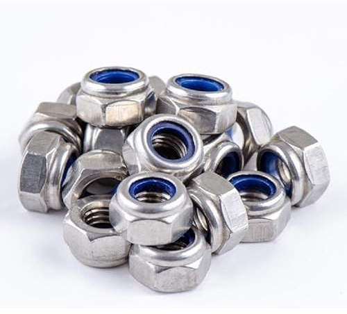 Sicherungsmuttern M4 Edelstahl A2 - DIN 985- Stopmuttern - Selbstsichernde Muttern - Metrisch Sechskantmutter - Niedrige Form mit Klemmteil (Gewinde: M4; Menge: 50 St.)