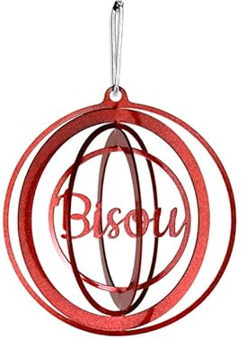 LEFEVRE PARIS Christbaumkugel aus Metall, personalisierbar, Durchmesser 80 mm, Rot