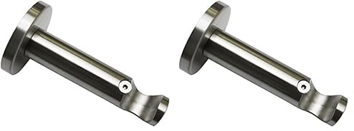 GARDINIA Träger mit Metallmontageplatte für Gardinenstange, 1-läufig, Offen, Inkl. aller Montage-Teile, Serie Chicago, Ø 20 mm, Edelstahl-Optik (Packung mit 2)