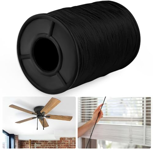 DTYGUIXE Cordino per Tende a Pacchetto Cordoncino per Soffitto Filo per Tende da 1mm*150 Yards Cordino Intrecciato Nero Cordoncino di Sollevamento per Finestre, Giardinaggio, Artigianato