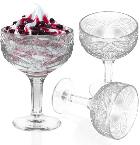 3 cuencos de vidrio para postre, platos individuales de postre, cuencos de vidrio transparente para helado, vasos de pudín, vasos de parfait, elegantes cuencos de postre para pudín, ensalada, mousse,