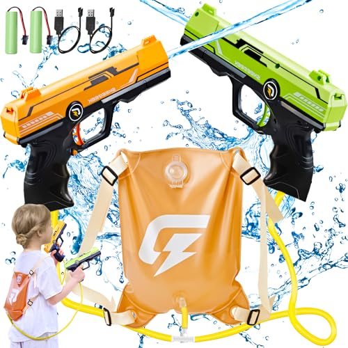 SPINNE LUCAS 2 Stück Elektrische Wasserpistole Elektrisch Kinder Erwachsene, 2100CC Groß Kapazität Wasserspritzpistole 32 FT Reichweite Water Gun, Automatische Wasserpistolen, Spielzeug Pistole Sommer