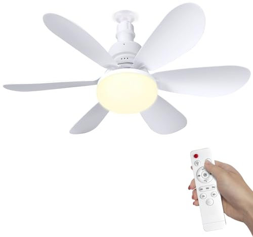 SWBSLL, Ventilatore a soffitto con telecomando e luce a LED, 3 velocità, design moderno, per soggiorno e camera (A)