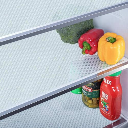 Bloss Refrigerator Liners Mats, Easy to Clean Fridge Liners, Refrigerator Liners for Glass Shelves Washable, Shelf Liners for Kitchen Cabinets(Grid,12 x 78)
