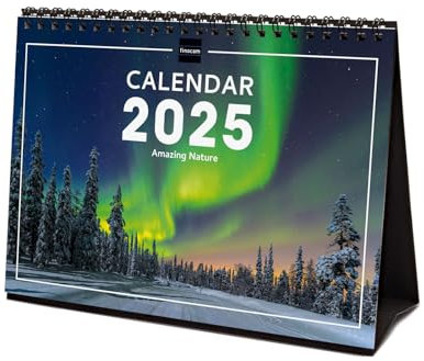 Finocam - Bebilderter Tischkalender International 2025 Monatsansicht Januar 2025 bis Dezember 2025 (12 Monate) Nature International