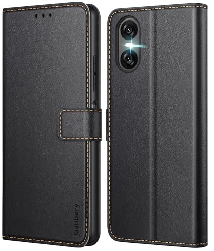 Ganbary Handyhülle für Sony Xperia 10 VI Hülle, Premium Leder Klapphülle [Kartenschlitzen] [Magnetverschluss] [Standfunktion] kompatibel mit Sony Xperia 10 VI 5G Schutzhülle, Schwarz