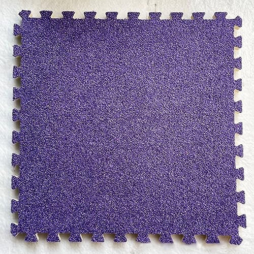 50 Stück - 4,6 M² Dicke Bodenmatte Aus Plüsch-Puzzleschaum, Ineinandergreifende Teppichfliesen, Flächenvorleger, Kälteschutz, 30,5 X 30,5 cm (Lila)