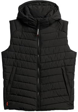 Superdry Herren Fuji Sport Steppweste mit Kapuze Schwarz M