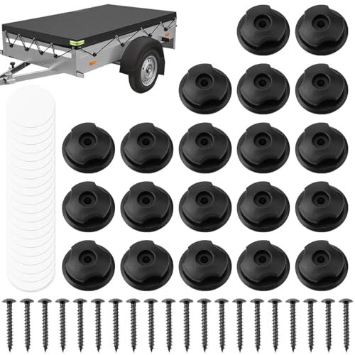LPZMPZ 20 Stück Planenbefestigung für Anhänger Planenhaken mit Schrauben Planenknöpfe für Anhänger Rundknöpfe für Befestigen von Anhängernetzen und Planen