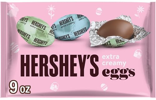 HERSHEY'S Extra Creamy Milk Chocolate Eggs, Easter Candy Bag, 9 oz