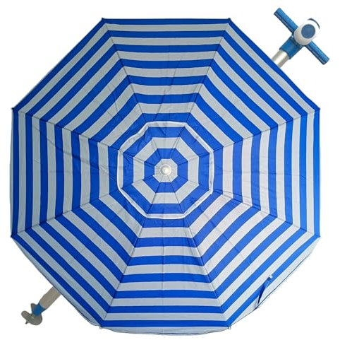 Pincho Sombrilla Playa Grande Ø220 cm, antiviento hasta 35km/h, protección UV 50, Materiales de Calidad, Tubo de Aluminio, 8 Varillas de Fibra, Palo reclinable (CHIPIONA 7_220CM)