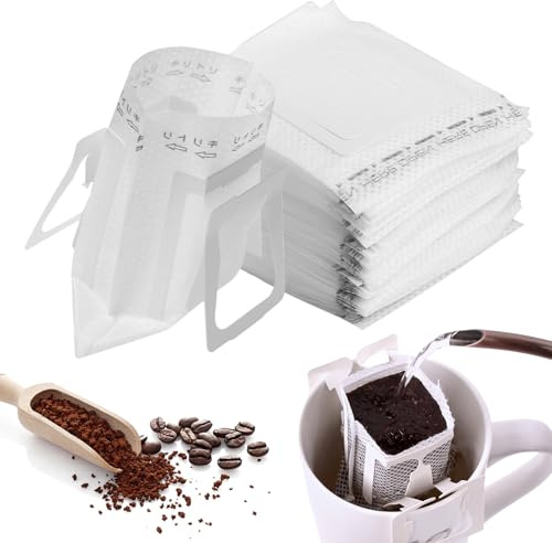 200 Stück Kaffeefilter Camping, Drip Coffee Bag mit hängenden Ohr, Hängende Ohrtropf Kaffeebeutel für meisten Tassen, Tragbare Kaffee Papier Filter, Kaffeefilter klappbar für Reisen, Zuhause, Büro