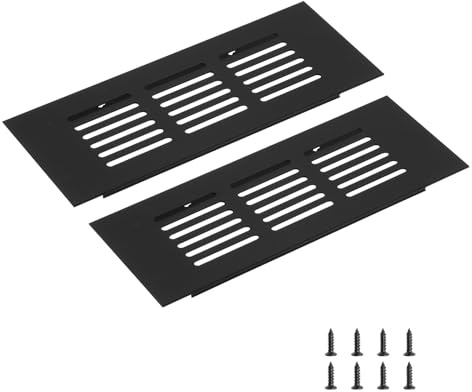 sourcing map Rectangle Ventilation Grille, Aluminum Alloy Mesh Air Vent Cover Louvered Ventilation Cover with Mounting Screws for Cabinet Shoe Closet (150x60mm/6x2, Black)