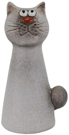 itsisa Zaunhocker Katze H: 20 cm aus Keramik - Zaun Deko Garten Teich, Tierfigur Pfostenhocker, Zaunfigur, Gartendeko, Zaunstecker