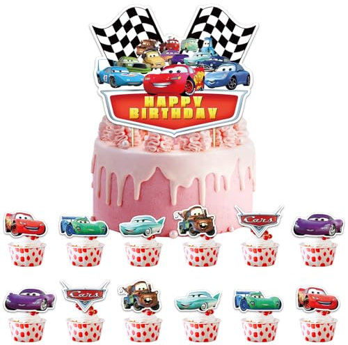 49 Stück Auto Cupcake Topper Tortendeko, Cake Topper Cupcake Deko, Party Kuchen Dekoratio, Geburtstagskuchenaufsätze, Torten Deko für Jungs, Tortendeko Kindergeburtstag