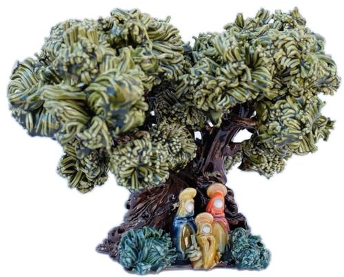 La terra incantata - Ulivo Presepe in ceramica, modellato e dipinto a mano. Ceramiche di Grottaglie (TA) (Tronco bruno e chioma oliva, Altezza 15cm)