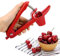 MEETOZ Cherry Pitter Remover,Cherry Fruit Kitchen Olive Core Remove Pit Tool Seed Gadget Stoner Corer Pitter Remover,Portable Cherry Pitter Tool Kitchen aid with Space-Saving Lock Design (Red)