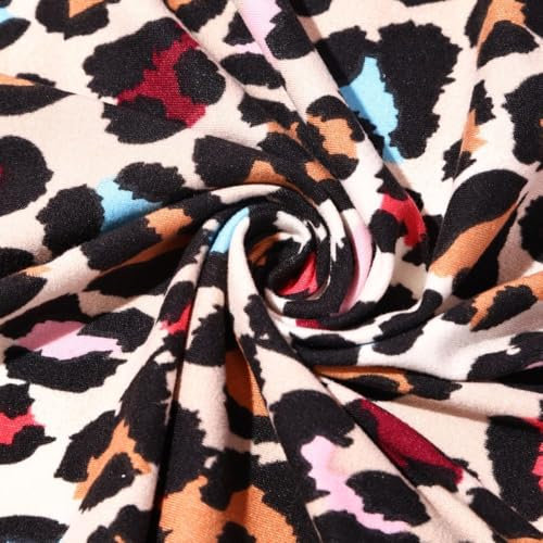 LUMoony Leopardenmuster Stoff 100x180cm Animal Print Dekostoff Polyester/100% Leopardenmuster, Animal Print Multicolored DIY Basteln Nähen Deko Handwerken Nähen Stoff