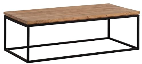 FineBuy Couchtisch 120x60x40 cm Akazie Massivholz, Metallgestell