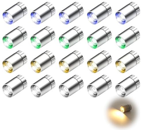 NHQZ 20 Stück Mini LED Lichter für Puppenhäuser, 4 Farben Mini-Lichter zum Selbermachen, mini Lichter zum Basteln, Miniatur Lichter für Vitrinen, Spielzeug Bausteine (Warmweiß Positivweiß Blau Grün)