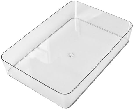 ANKROYU Rectangular Drawer Organiser Clear Transparent Plastic Storage Bin Divider for Office Desk and Cabinet Organizer Tray Stationery Accessories 5 x 17.5 x 26cm