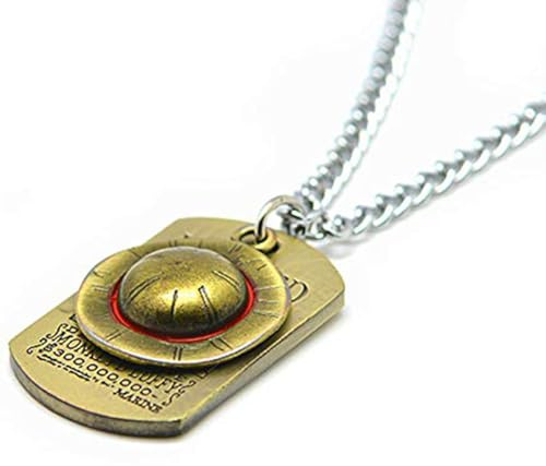 VINLINSKY Anime Skeleton Pendant Necklace, The Straw Hat Rope Chain Pendant Necklace for Cap Cosplay, 1.4*1in, Metal, No Gemstone