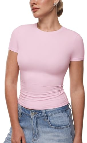 INLYRIC Donna Manica Corta T Shirt Aderente | Casual, Scollo Rotondo, Magliette, Basic Estive Top