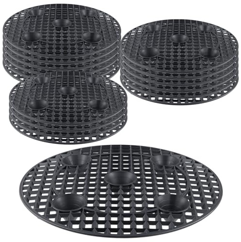 PINGEUI 15 Pcs 12 inch Plant Pot Riser, Heavy Duty Plastic Pot Elevator, Black Round Plant Stand for Deck, Indoor, Outdoor, Garden
