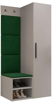Mirjan24 Garderoben-Set Mapreni III, Schuhschrank + Kleiderhakenbrett + Kleiderschrank Gepolstertes Paneel/Wandpaneel Kleiderhaken Flurgarderobe Wandgarderobe (Cashmere, Manila 35)