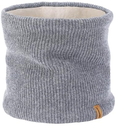 ACUSHLA Merino Wool Neck Gaiter for Men & Women - Fleece Lined Heavyweight Warm Knitted Scarf Neck Warmer Ski Face Mask (Light Grey)