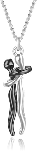 Qings Umarmung Halskette für Damen 925 Sterling Silber Umarmungs Herz Paar Anhänger Kette Geburtstags Jubiläumsgeschenke für Sie und Ihn Mutter