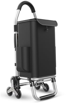 GLMGBP Carrello della Spesa Pieghevole a 6 Ruote, Carrello per Salire Le Scale con Carrello della Spesa Nero