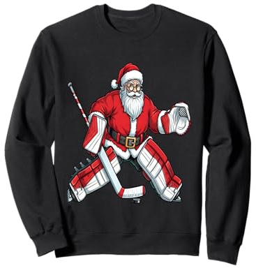 Santa Eishockey Torwart Weihnachten Herren Damen Kinder Sweatshirt