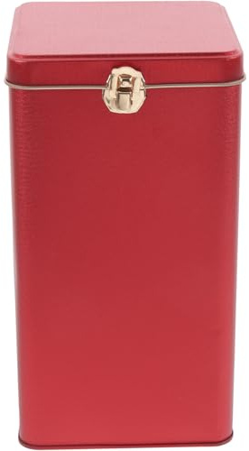 Veemoon Large Metal Tea Jar Airtight Storage Canister Lock Lid Red Tin Tea Canister Coffee Beans and Snacks Sturdy Metal Storage Container for Kitchen