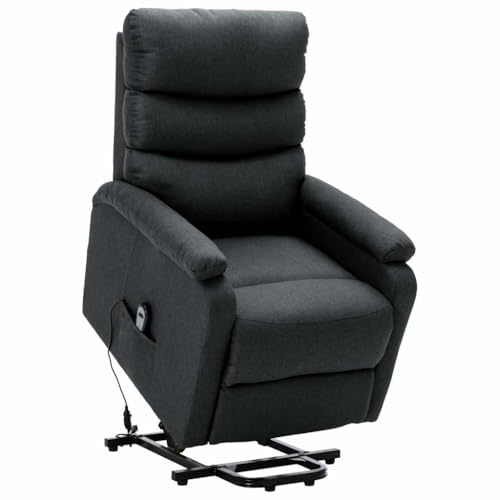Hoopleep Aufstehsessel Dunkelgrau Stoff, Elektrische Aufstehhilfe, Manuelle Liegefunktion, Bequemes Sitzmöbel für Wohnzimmer, Schlafzimmer, Lesesessel, 74 x 90,5 x 100 cm