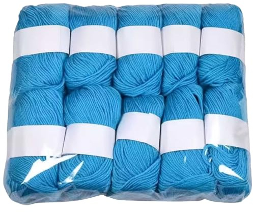 10er Set Luxus - Mischgarn - 500g Wolle - 13 Seeblau - weiches Webgarn geeignet für Pullover, Babydecken, Schals - 10x 50g - Hochwertige Fasern für Häkeln und Basteln