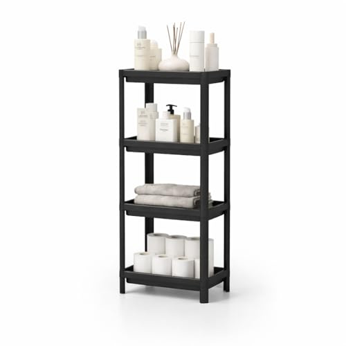 sugodesign Maggie 4-stöckiger Küchen- und Bad-Organizer,Multi-funktionale schlanke vertikale Bauweise, Aufbewahrungslösung für Küche und Bad (schwarz)