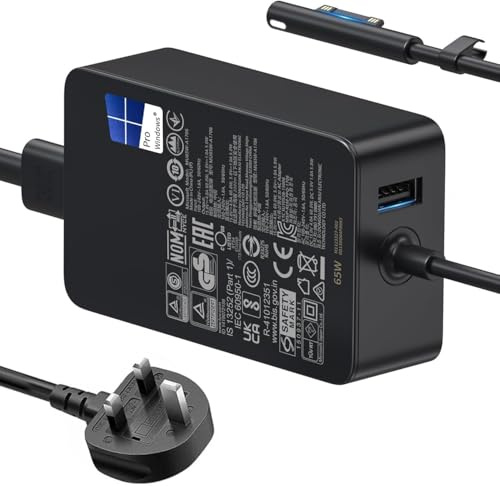 Surface Pro Charger, 65W Surface Charger Compatible with Sur face Pro 3/4/5/6/7/8/9/10/11/X and Sur face Laptop1/2/3/4/5/6/7 and Surface Book 1/2/3 Sur face Go 1/2/3 Tablet Sur face 5 Charger