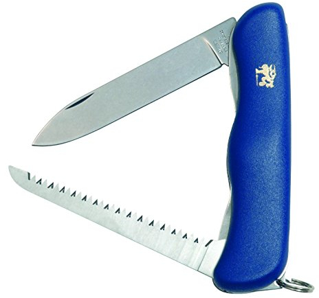 Mikov Praktik Taschenmesser, 2 Funktionen Multitool Messer, BLUE Kunststoff Griff, scharfes kleines Klappmesser, Outdoormesser 9cm ROSTFREI Klinge für Jagen/ Angeln/ Camping, Multifunktionswerkzeug