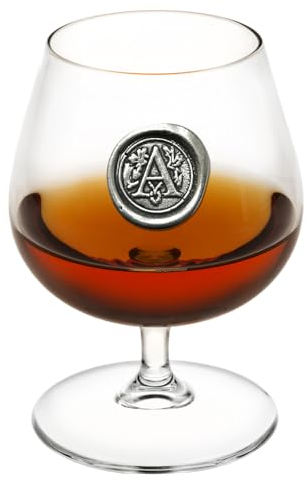 English Pewter Company, bicchiere per brandy e cognac, 0,4 l, con monogramma personalizzabile A Clear