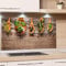 GRAZDesign Spritzschutz Küche Glas Nischenrückwand Küche Holzoptik, Glasplatte Küche Gewürze, Küchenmotiv, Küchenrückwand Glas Kräuter / 60x40cm