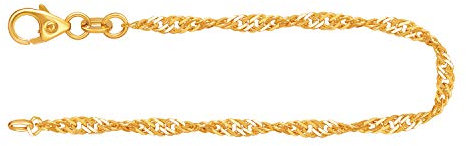 EDELIND Feines Armband Damen 585 Gelbgold Bracelet Singapurkette 2.4mm Armkette 14 Karat Echtgold Goldarmband mit Stempel Länge 18cm Made in Germany